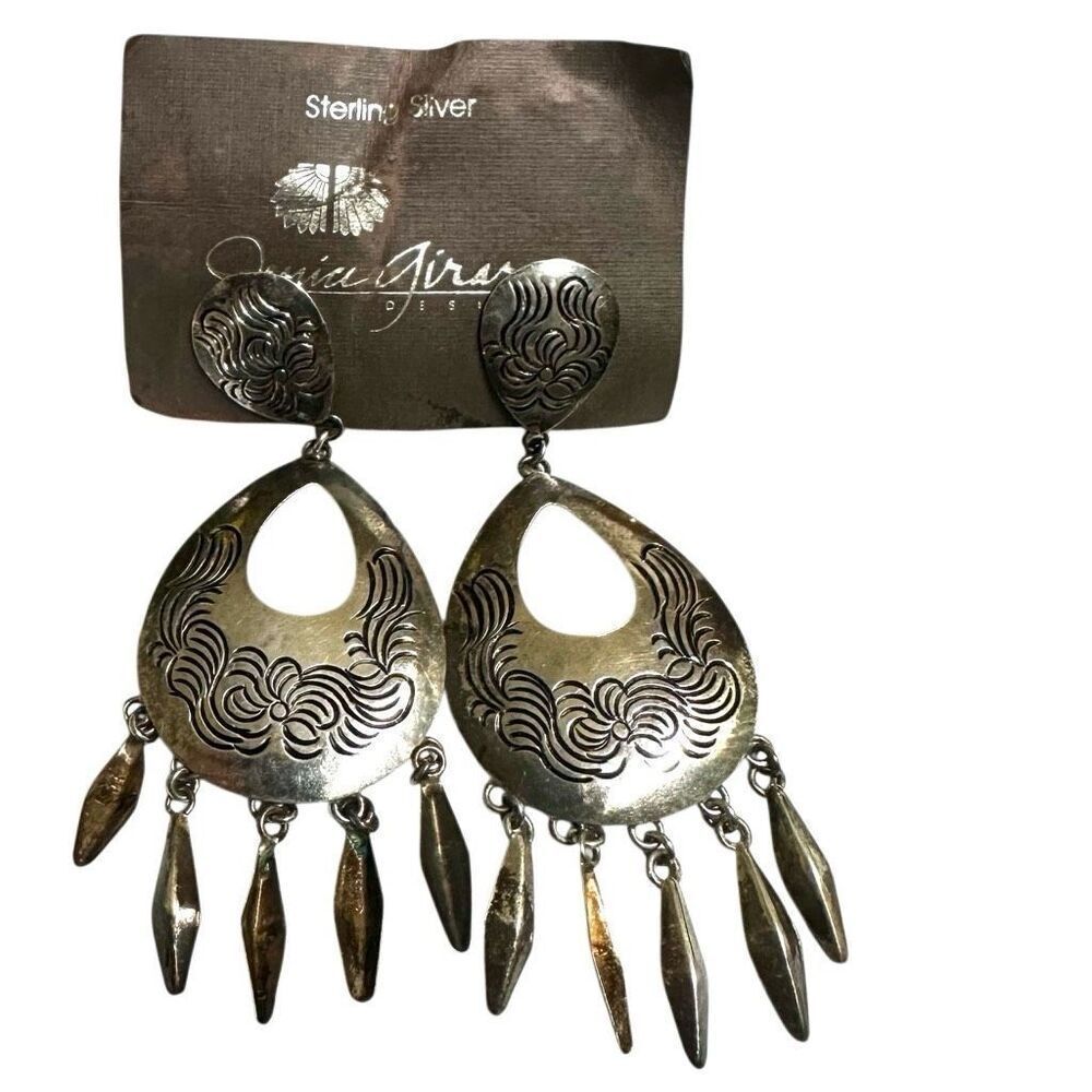 Janice Girardi Jewelry Vintage  Sterling Silver Etched Earrings